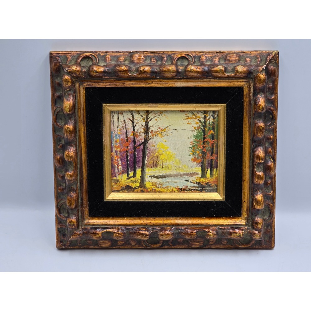 Beaumont Oil Painting Landscape Small Gold Frame Autumn Forest Scene